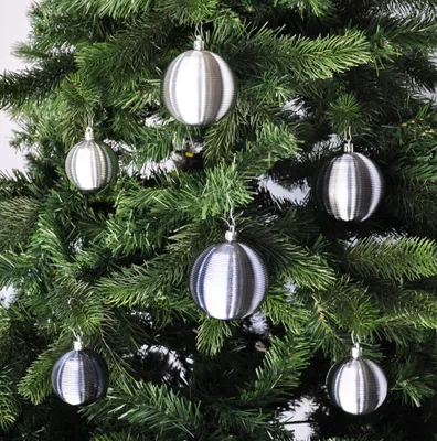 Produktbild von JACK by Inge 50x Kunststoff Kugeln Christbaumkugeln inkl. Haken Ø 4 + 6 cm Rillenkugeln Box , Farbe:Grau