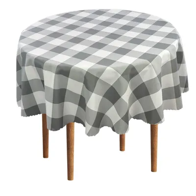 Produktbild von Tischdecke Fleckenresistente Karo Grau - Alice - 160 cm Rund