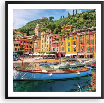 Produktbild von Gerahmtes Poster - Schwarzer Rahmen - Weihnachtsmann Margherita Ligure - 60x60 cm - Wand Bild - Wanddeko - Wandbilder - Wandposter - Bilderrahmen - Bilder - Kunstdruck - Wandbild - P2BAC60x60-4232