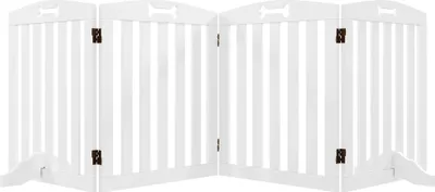 Image de Barrière de sécurité pour chiens, design pliable, portes & portails pour chiens, blanc, 207.5x30x61 cm