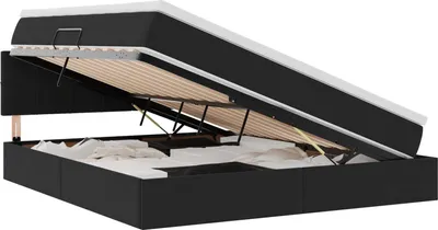 Zdjęcie produktu dla Łóżko z pojemnikiem LED vidaXL z materacem, czarne, 160 x 200 cm, aksamitne