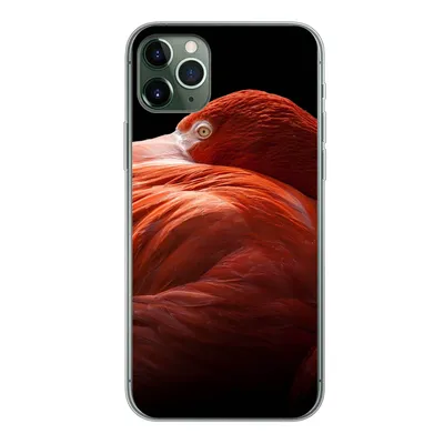 Produktbild von MuchoWow® Handyhülle Schutzhülle Hülle für iPhone 11 Pro Max Flamingo - Federn - Rosa Silikon Softcase Handy Hülle - Schutz