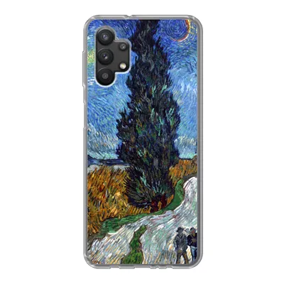 Produktbild von MuchoWow® Handyhülle Schutzhülle Hülle für Samsung Galaxy A32 5G Straße mit Zypresse und Stern - Vincent van Gogh Silikon Softcase Handy Hülle - Softcase