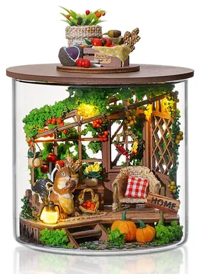 Obrázok produktu pre Sada na stavbu miniatúrneho dreveného domčeka s nábytkom a doplnkami