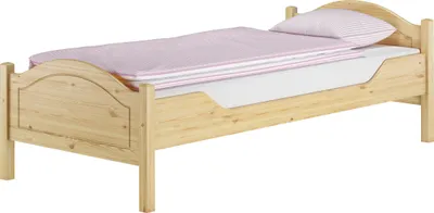 Produktbild von Massivholz Bett 100x200 Kieferbett Einzelbett Gästebett Futonbett Zubehör wählbar V-60.30-10ohne Zubehör