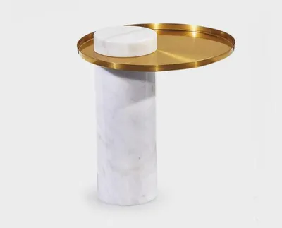 Image de Table d'appoint ronde blanche de luxe Table basse de salon Meubles