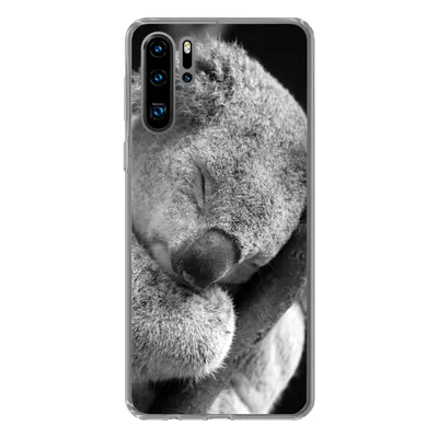 Produktbild von MuchoWow® Handyhülle Schutzhülle Hülle für Huawei P30 Pro Schlafender Koala auf schwarzem Hintergrund Silikon Softcase Handy Hülle - Schutzdeckel