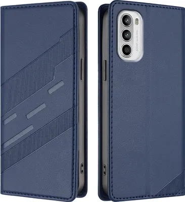 Produktbild von Hülle für Motorola Moto G 5G 2022, Kunstleder Brieftaschen Handyhülle mit Kartenfach und Standfunktion Blau