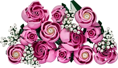 Produktbild von LEGO Botanicals Rosa Rosenstrauß - Kunstblumen Modellbau für Erwachsene - 12 künstliche Rosen & 4 Zweige Schleierkraut für Deko im Zuhause oder Büro - DIY Set - Geschenk für Frauen und Männer - 10374