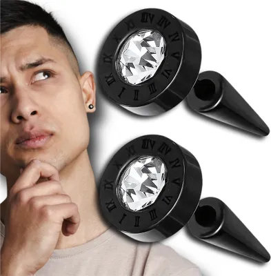 Zdjęcie produktu dla Kolczyki sztyfty dla kobiet i mężczyzn, stal chirurgiczna, czarne, 8 mm, małe