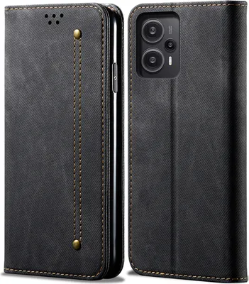 Produktbild von Xiaomi Poco F5 Hülle, Leder Brieftasche Flip Bookstyle Schutzhülle mit Standfunktion für Xiaomi Poco F5 / Redmi Note 12 Turbo Schwarz