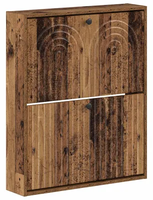 Image de vidaXL Armoire à chaussures à fixer au mur, modèle ALKMAAR, 71 x 17 x 86 cm, en bois vieilli
