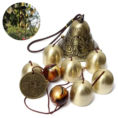 Produktbild von Glücks-Windspiel Feng Shui Glocke für Glück und Wohlstand – Hängende Dekoration für Haus, Garten, Terrasse – Geschenk