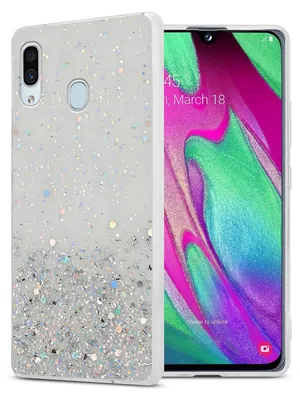 Immagine prodotto di Cadorabo cover per Samsung Galaxy A40 cover protettiva in TPU trasparente custodia per telefono cellulare cover glitter cover glitter