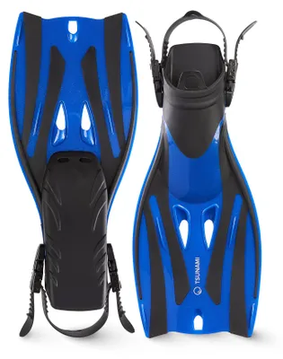 Produktbild von TSUNAMI Kinderflossen 33-37, verstellbar, Schwimmen, Schnorcheln, PP/TPE, schwarz-blau