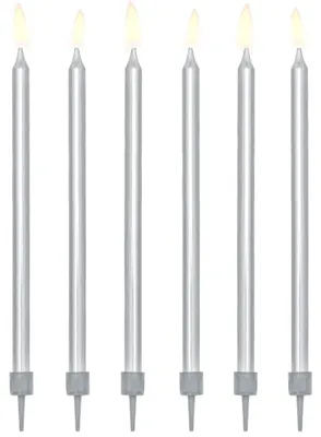 Tortenkerzen, silber, 12,5 cm, 12 Stück