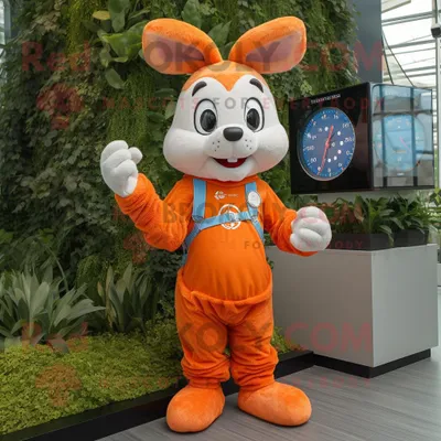 Produktbild von Oranger REDBROKOLY Hase Maskottchen Kostüm charakter bekleidet mit einem Strampler und Armbanduhren