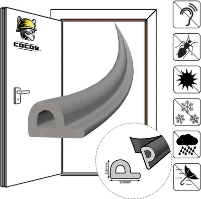 Obrázok produktu pre 5m Tesnenie okien Tesnenie dverí Samolepiace EPDM - sivé P 9 mm x 5,5 mm