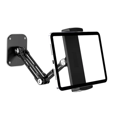 Produktbild von Tablet Wandhalterung, Aluminium ausziehbare iPad Wandhalterung, mit 360° drehbarer Basis einstellbar und faltbar für iPad Pro Air Mini, Samsung