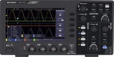 Produktbild von Oscyloskop cyfrowy VOLTCRAFT DSO-2104 100 MHz 4-kanałowy 1 GSa/s 80 kpts 8-bitowa pamięć cyfrowa (DSO) (VC-11539895)