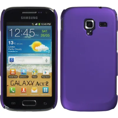 Produktbild von PhoneNatic Case kompatibel mit Samsung Galaxy Ace 2 - Hülle lila gummiert Hard-case + 2 Schutzfolien