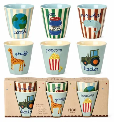 Produktbild von RICE Kids Kinderbecher ABC Print Jungs 6er Set 160 ml BPA-frei spülmaschinenfest