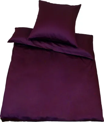 Produktbild von Kinzler, feinfädiger Baumwoll-Satin Bettwäsche, Pflaume, 135x200/80x80 cm, 2 Teile, mit Reißverschluss