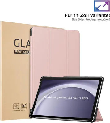 Produktbild von Schutzhülle + 2x 9H Display Glas für Samsung Galaxy Tab A9+ Plus 2023 11 Zoll Cover Case Schutz Tablet Farbe: Rosegold