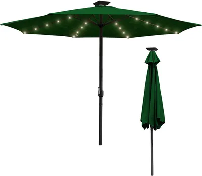 Immagine prodotto di Jopassy Ombrellone da 2,7 m UV40+ inclinabile Protezione solare Ombrellone da giardino Ombrellone da spiaggia LED solare, verde