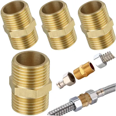Doppelnippel 3/4 Zoll Messing, 4 Stück, Außengewinde Ø 25 mm