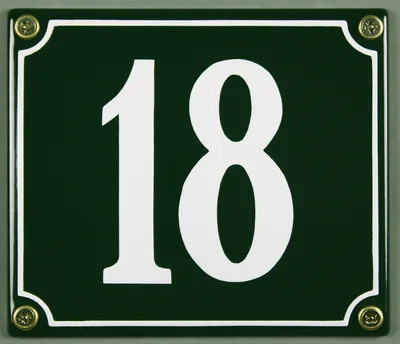 Produktbild von Hausnummernschild 18 grün 12x14 cm Schild Emaille Hausnummer Haus Nummer Zahl Ziffe