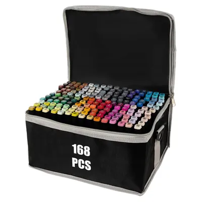 Produktbild von 168 farbige Graffiti-Skizzenstifte, fettige Markfarben, Markerstifte Doppelseitiges Marker-Set, Alkoholmarker, GiroX