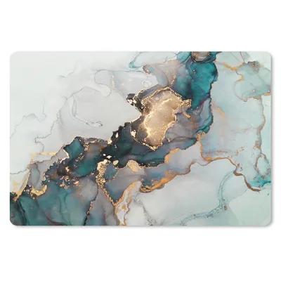 Produktbild von MuchoWow® Mauspad Mousepad Blau - Marmor - Gold 27x18 cm - Mousepads - Maus Mat - Pad - Mausunterlage - Büroartikel - Desk Matten