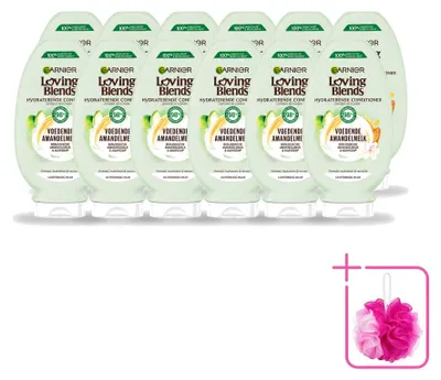 Imagen del producto de 12 unidades de acondicionador nutritivo de leche de almendras Garnier Loving Blends, 250 ml, pack ahorro