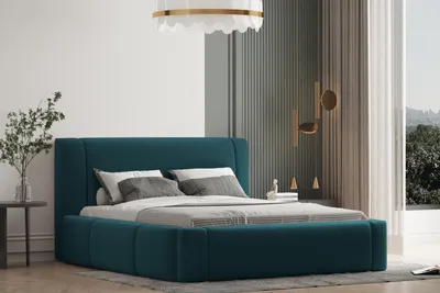 Produktbild von Polsterbett OLLI 180x200   mit Matratze, Bettkasten und Lattenrost. Farbe: Grün.