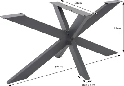 Zdjęcie produktu dla ML-Design nogi stołu rama krzyżowa Spider, 78x71x120 cm, antracyt, stalowa rama stołu
