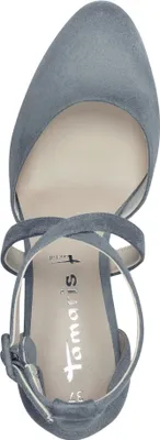 Produktbild von Tamaris Damen Pumps offene Riemchenpumps gekreuzte Riemen Blockabsatz 1-24414-41, Größe:37 EU, Farbe:Blau