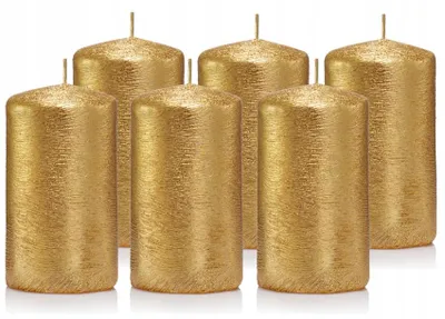 Produktbild von Drobo Dekokerzen Zylinder Gold Glitzer 6er Set