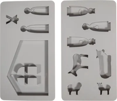 Produktbild von Rayher Silikon Gießform Krippe, 2teilige Form mit 11 Formen, Box