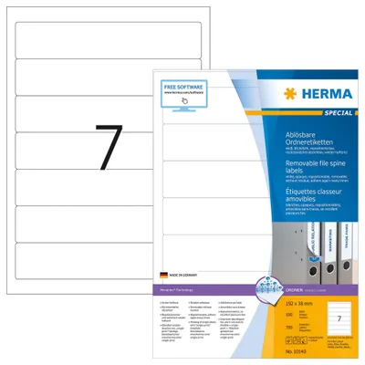 Produktbild von Ordneretiketten A4 weiß 192x38 mm Movables/ablösbar Papier matt blickdicht 700 St.