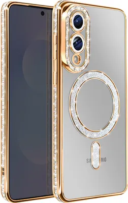Image de Avizar, étui MagSafe pour Samsung Galaxy S25 Edge avec bordure en strass, or