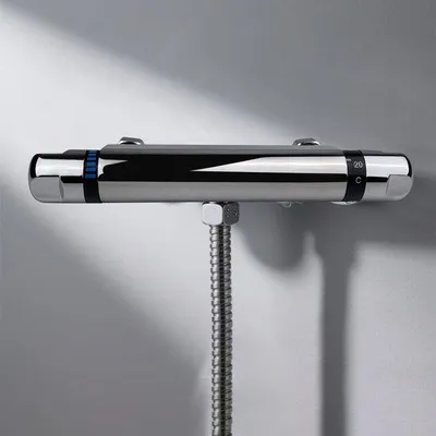 Productafbeelding van Unyqoos® Thermostatische douchekraan, verchroomd, zinklegering – 20–50 °C met veiligheidsstop bij 38 °C, eenvoudige installatie