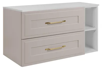 Produktbild von Badezimmer-Unterschrank-Set, Kaschmir / Weiß, 80 (60 + 20) x 46 x 58 cm, 3 Grifffarben zur Auswahl
