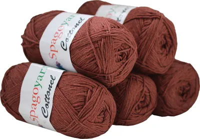 5 x 100g Strickgarn Cottonel Uni Häkelwolle Handstrickgarn rotbraun