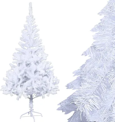 Image de JOIEYOU Arbre de Noël 210cm PVC Sapin de Noël artificiel Arbre de Noël artificiel avec pied pliant, Arbre de décoration de Noël pour la maison Bureau Commerces, Blanc