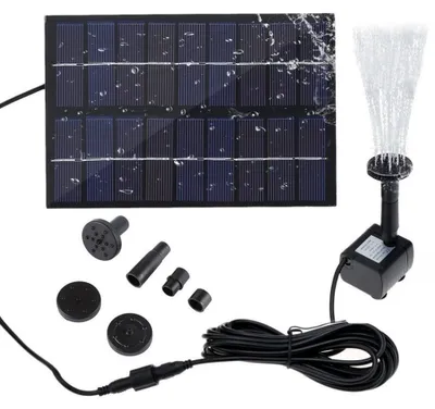 Produktbild von Lauwexe Solar Wasserpumpe Für Brunnen 1 Set, Unterwasserpumpe Mit 4 Sprühdüsen, 60 Cm Förderhöhe, Für Vogelbad Und Teich