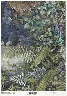 Produktbild von ITD Reispapier Decoupage Bastelpapier Serviettentechnik-R2327 Pflanzenmotive, Blätter, Pflanzen
