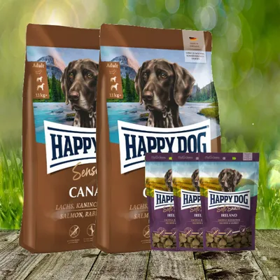 Produktbild von Happy Dog Sensible Canada 2 x 11 kg + Happy Dog Soft Snack Ireland 3 x 100 g geschenkt