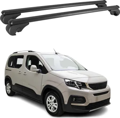 Image de Barres de toit Transversales pour Peugeot Rifter 2019-2024 Aluminium Noir