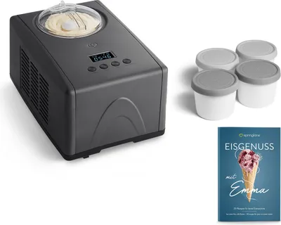 Produktbild von SPRINGLANE Eismaschine Emma 1,5 L mit selbstkühlendem Kompressor 150 W, Eiscrememaschine aus Edelstahl mit entnehmbarem Eisbehälter, inkl. Rezeptheft und 4 Aufbewahrungsbehälter